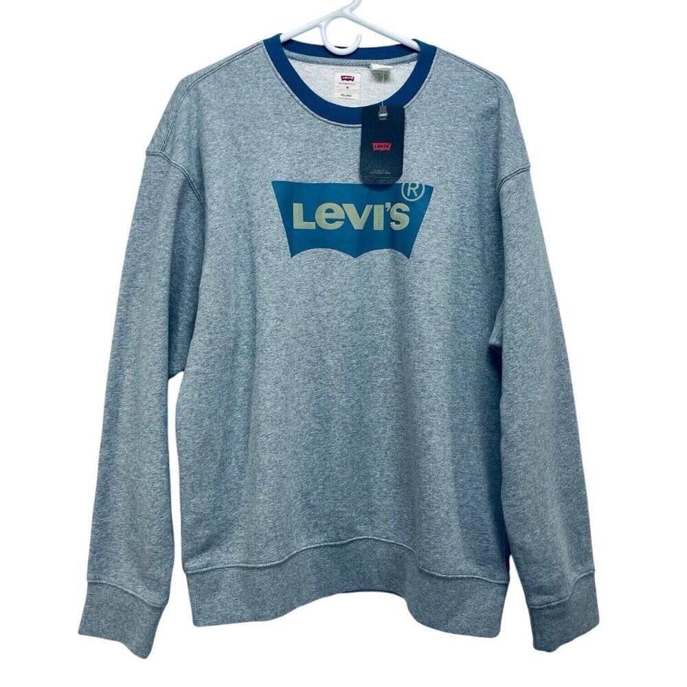 Levi’s Sweatshirt Size M Men’s Gray Relaxed Fit Pullover Graphic Print Logo New